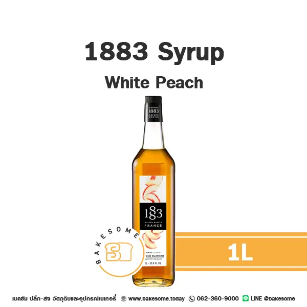 ไซรัป 1883 Syrup White Peach 1 ลิตร สำหรับกาแฟ ชา และเครื่องดื่ม