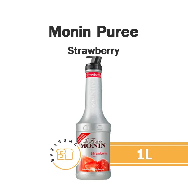 เพียวเร่ผลไม้ MONIN Puree Strawberry 1 ลิตร (โมนิน) สำหรับเครื่องดื่ม สมูทตี้ และขนม