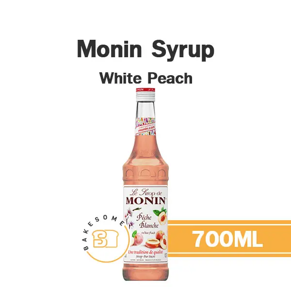 ไซรัป MONIN Syrup White Peach 700 มล. (โมนิน) สำหรับกาแฟ ชา และเครื่องดื่ม