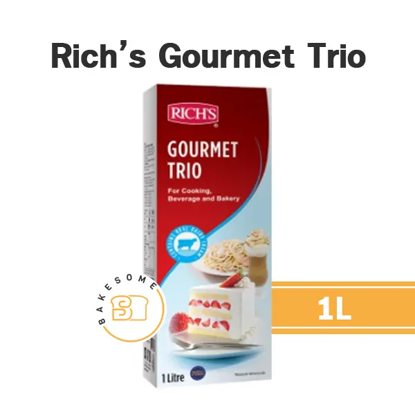 วิปปิ้งครีมเทียม RICH's Gourmet Trio 1 ลิตร (ริชส์) สำหรับแต่งหน้าเค้กและทำขนม
