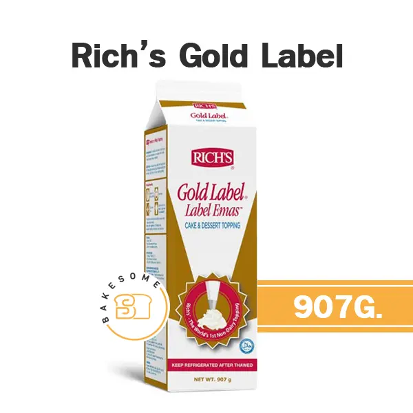 วิปปิ้งครีมเทียม RICH’s GOLD LABEL 907 กรัม สำหรับแต่งหน้าเค้กและทำขนม