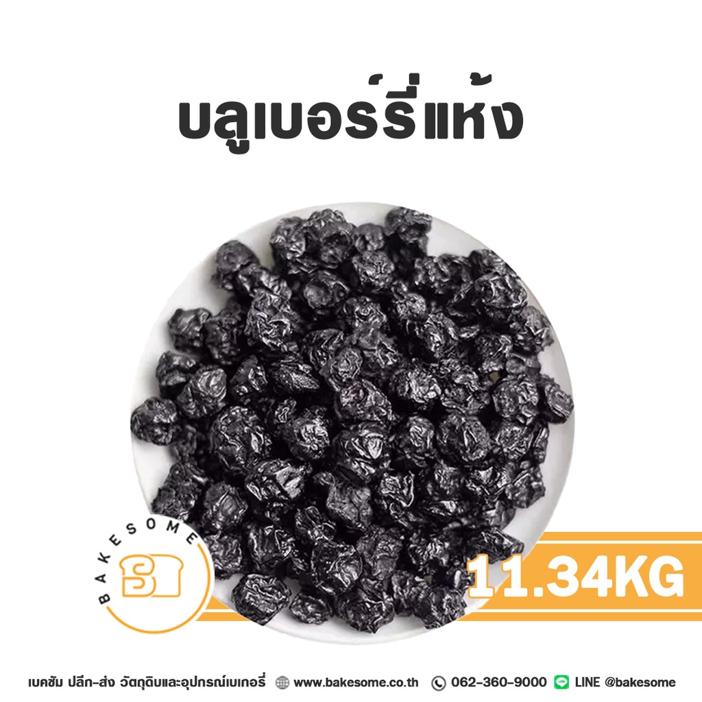 บลูเบอร์รีแห้ง Dried Blueberries เกรดพรีเมียม ยกลังขนาด 11.34 กิโลกรัม Bakesome